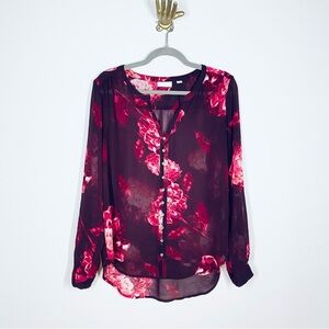 New York & Company Floral Blouse Size M